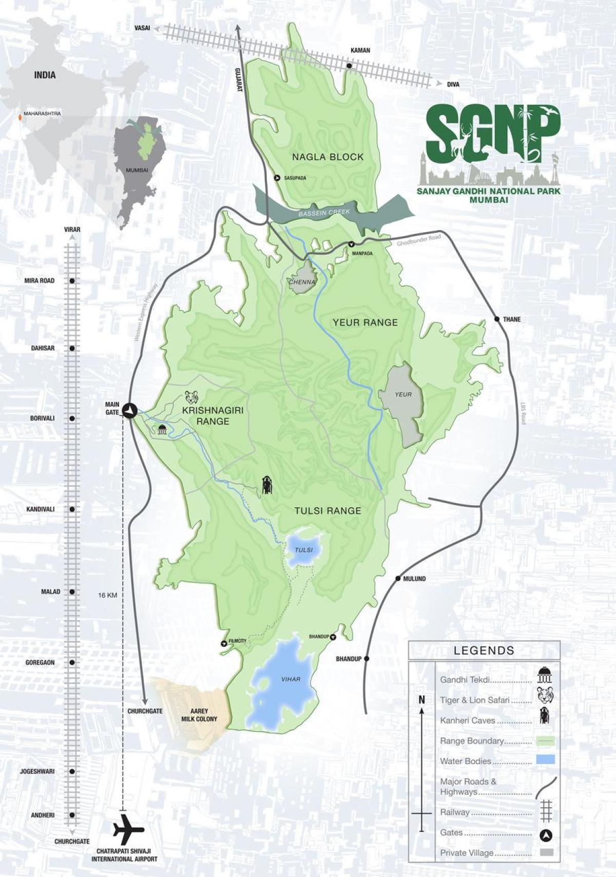 Borivali parc nacional mapa