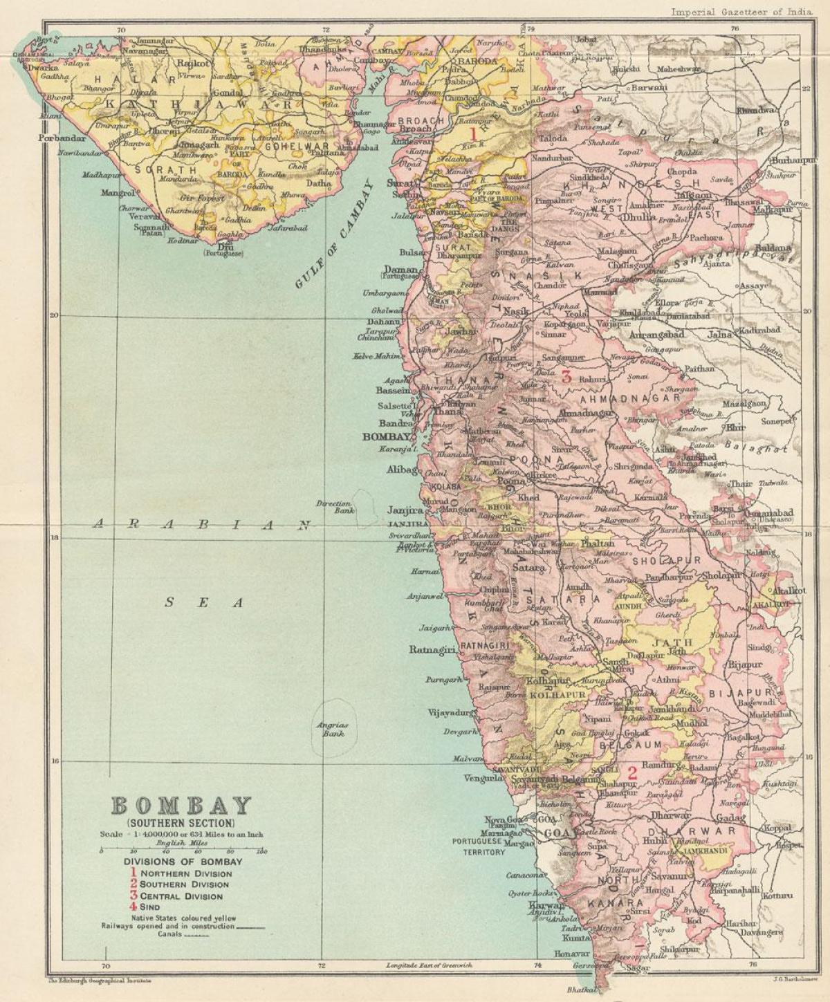 mapa de Bombay presidència