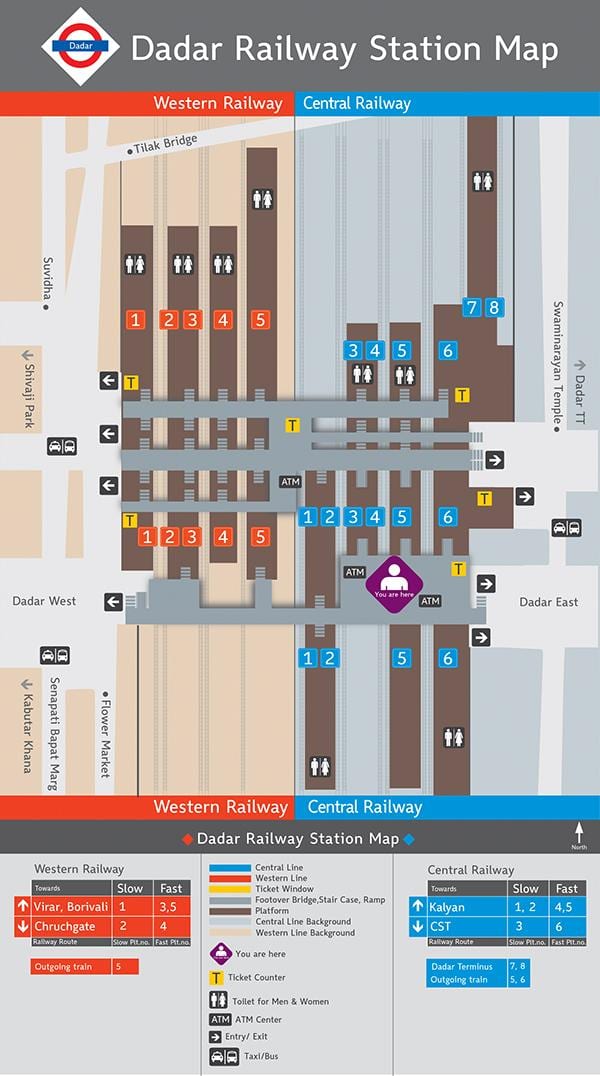 Dadar estació plataforma mapa