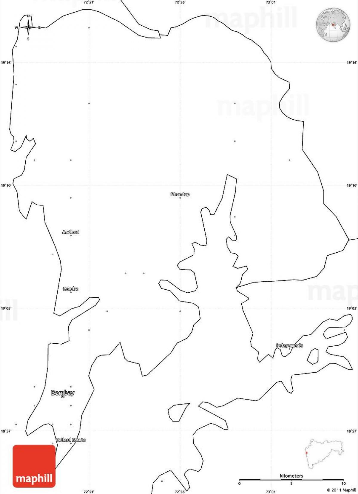 Bombai en blanc mapa