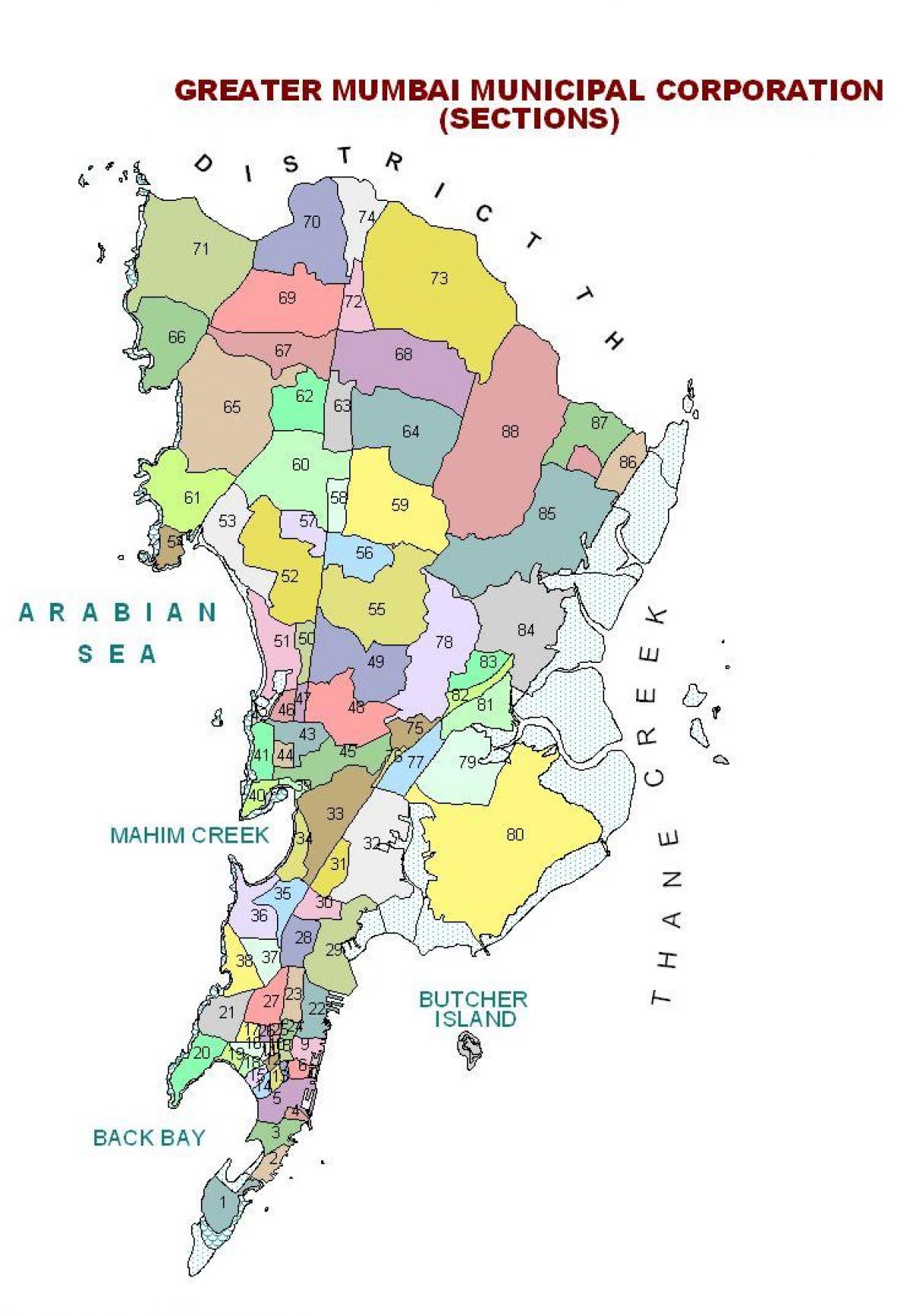 mapa de Mumbai districte