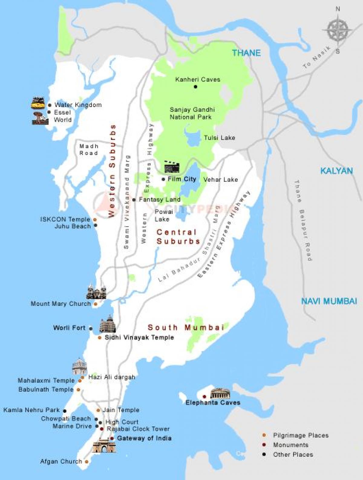mapa de Mumbai llocs turístics