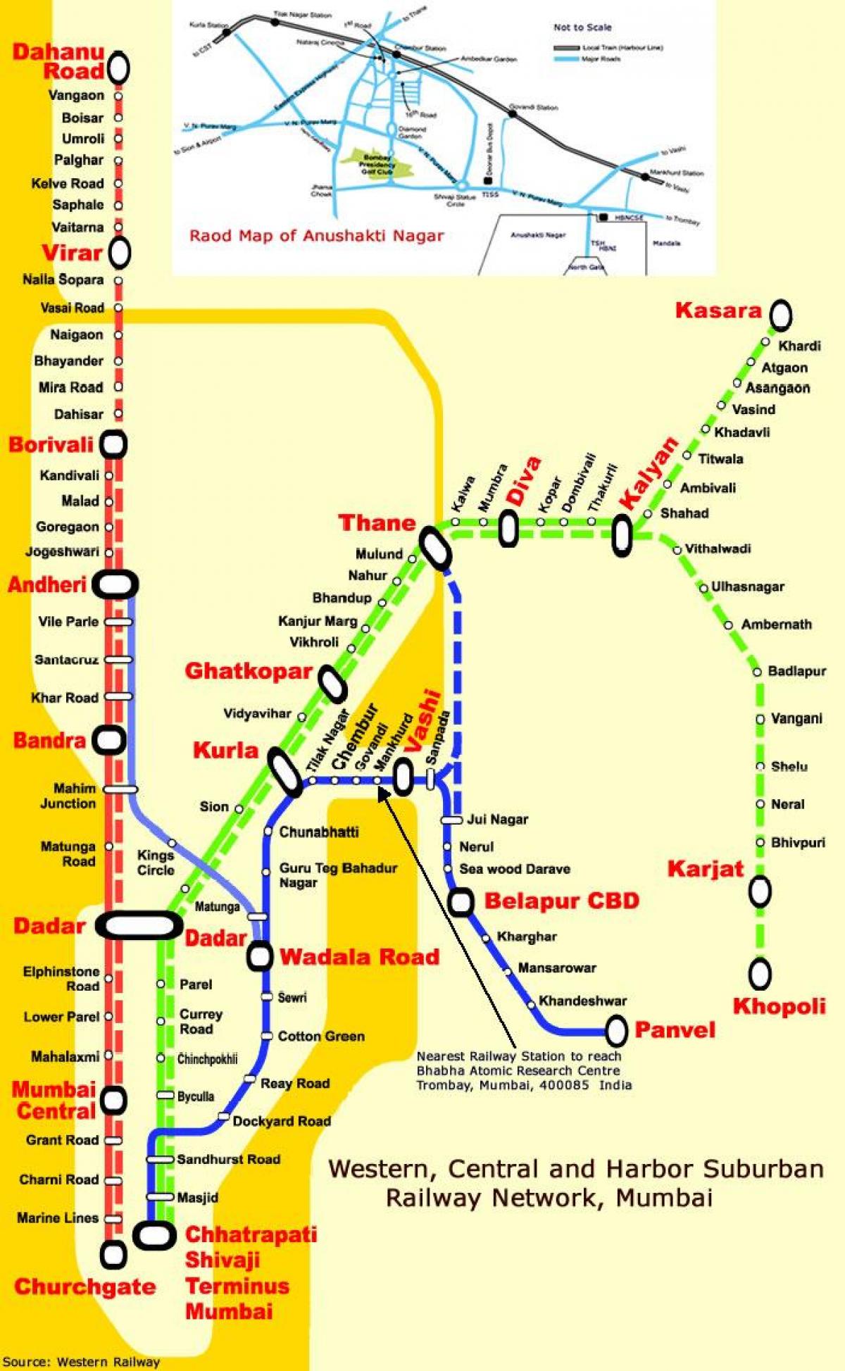 Mumbai central de la línia estacions mapa