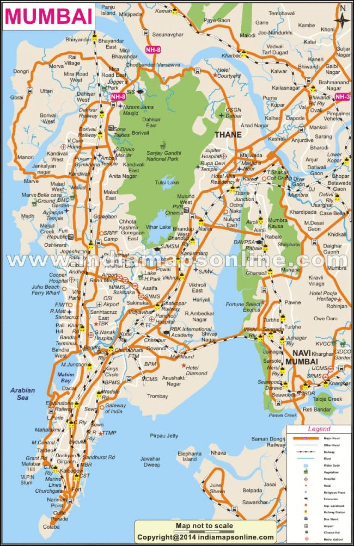 mapa físic de Mumbai