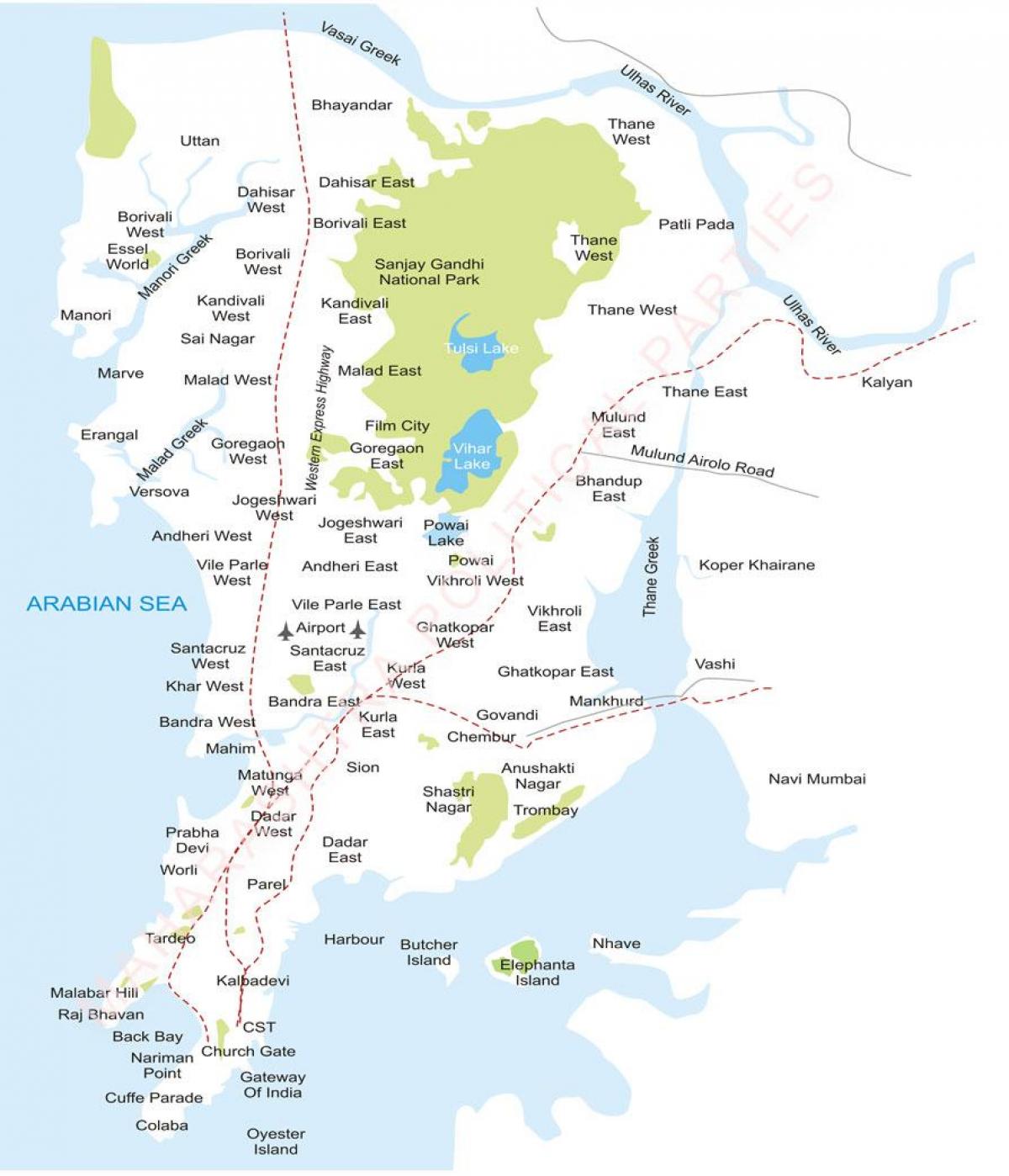 Mumbai suburbis mapa