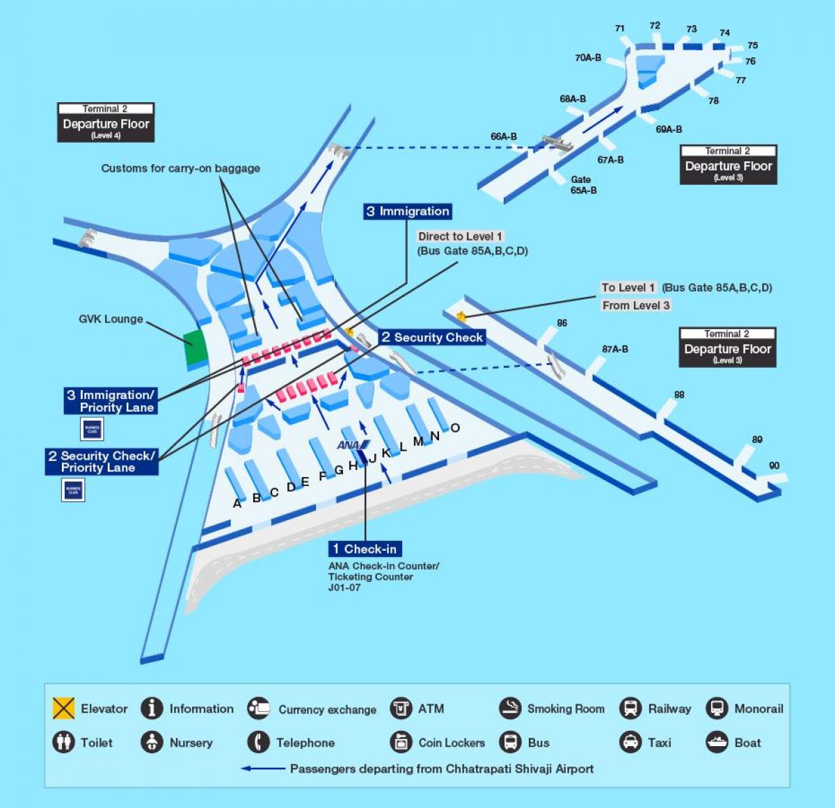 Mumbai international terminal de l'aeroport de 2 mapa