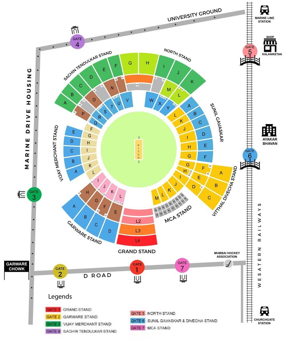 mapa de Wankhede estadi